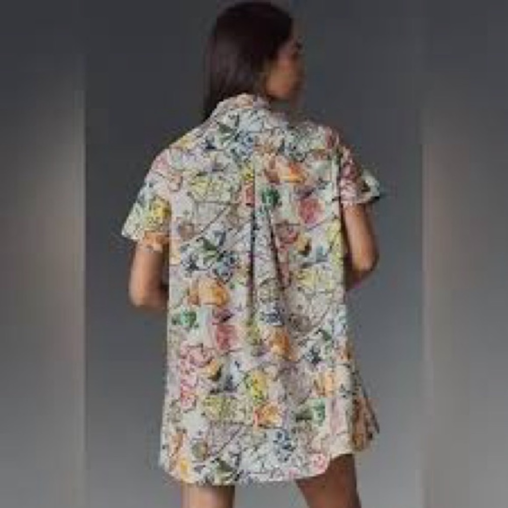 BY ANTHROPOLOGIE
The Pollie Short-sleeve Swing Tunic Mini Dress In Purple - Picture 2 of 5